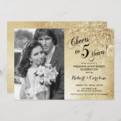 5. Jubiläum mit Foto - Gold Einladung (Vorne/Hinten)