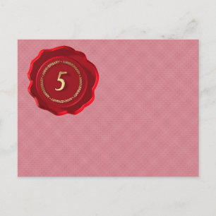 5. Jubiläum Rotes Wachs Siegel Postkarte
