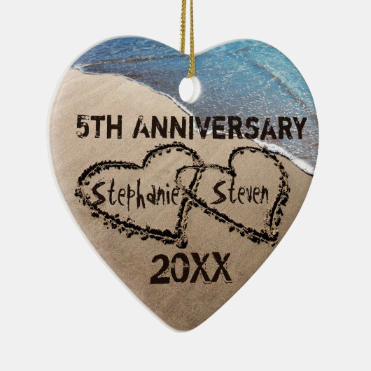 5. Jubiläum zwei Herzen in Sand Ornament (Rechts)