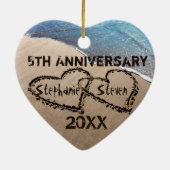 5. Jubiläum zwei Herzen in Sand Ornament (Hinten)