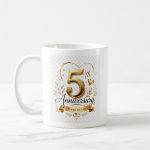5. Jubiläumsfeier Gold Elegantes Design Kaffeetasse