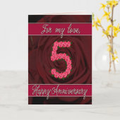 5. Jubiläumskarte mit Rose und Blätter Karte (Gelbe Blume)