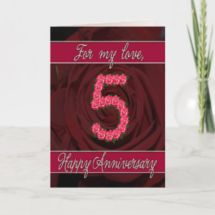 5. Jubiläumskarte mit Rose und Blätter Karte