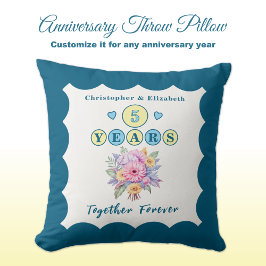 5. Jubiläumsnamen Gerbera Blume blau Kissen