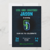 5. Junge zum Geburtstag Einladung (Vorderseite)