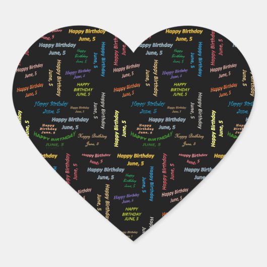 5. Juni Herz-Aufkleber (Vorderseite)