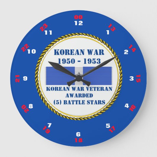 5 KAMPFSTERNE KOREANER KRIEG VETERAN GROßE WANDUHR (Vorderseite)