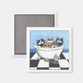 5 Katzen, die ein Bad einnehmen - Katze Magnet (Vorderseite/Rückseite)