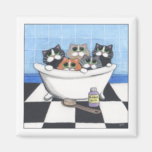 5 Katzen, die ein Bad einnehmen - Katze Magnet (Vorne)