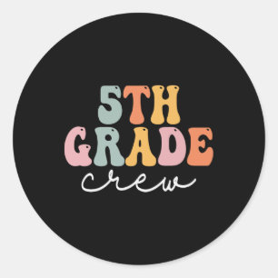 5. Klasse Crew Retro Groovy Frauen Glücklicher Ers Runder Aufkleber