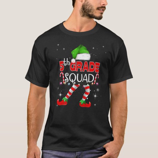 5. Klasse Elf Squad Matching Teach Christmas Schoo T-Shirt (Vorderseite)