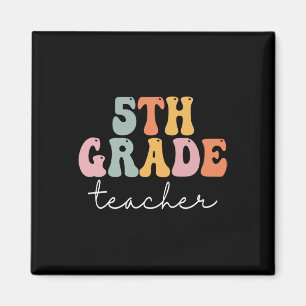 5. Klasse Lehrer Retro Groovy Vintag erster Tag O Magnet