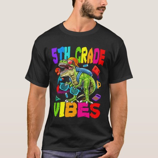 5. Klasse Vibes Dinosaurier Zurück zur Schule T-Shirt (Vorderseite)