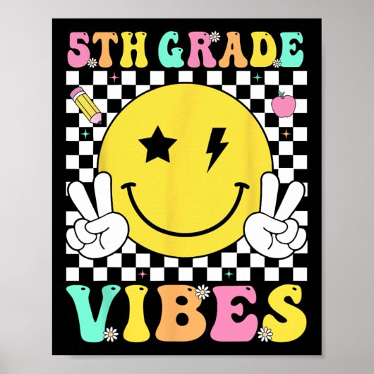 5. Klasse Vibes Lehrer Kinder Fünfte Klasse Team C Poster (Vorne)