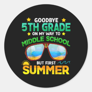 5. Klasse Weg zur Mittelschule im ersten Sommer Runder Aufkleber