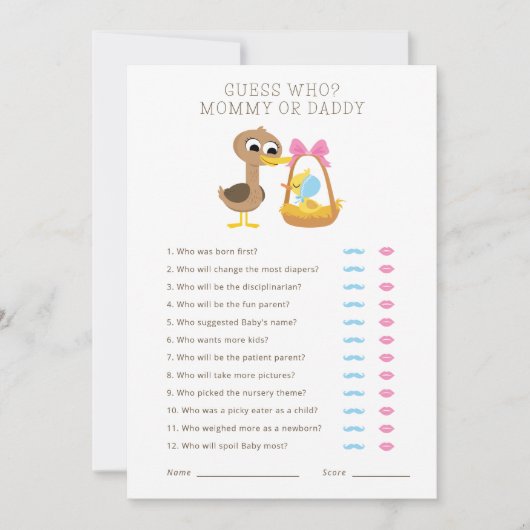 5 Kleine Enten | Ratet mal, wem Mama oder Papa? Einladung (Vorderseite)