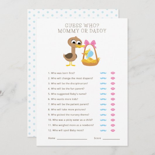 5 Kleine Enten | Ratet mal, wem Mama oder Papa? Einladung (Vorne/Hinten)