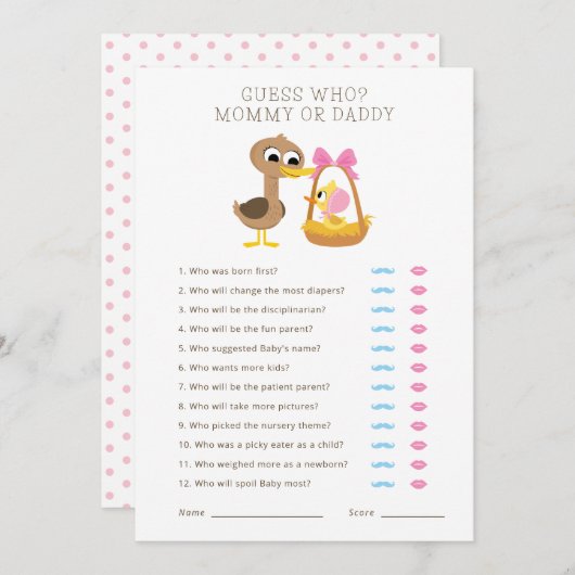 5 Kleine Enten | Ratet, wer Mama oder Papa Einladung (Vorne/Hinten)