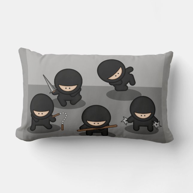 5 Kleine Ninjas Lendenkissen (Vorderseite)