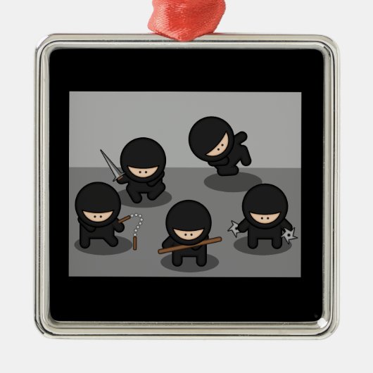 5 Kleine Ninjas Ornament Aus Metall (Vorne)