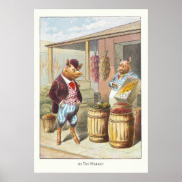 5 Kleine Schweine: auf dem Markt Poster