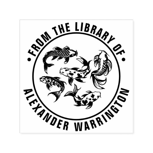 5 Koi-Fische Karp Bibliotheksbuch Name Permastempel (Design)
