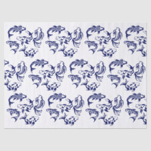 5 Koi-Fische Karp DIY Farben Blau Seidenpapier