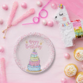 5 Layer Modern Girly Birthday Cake und Confetti Pappteller (Party)