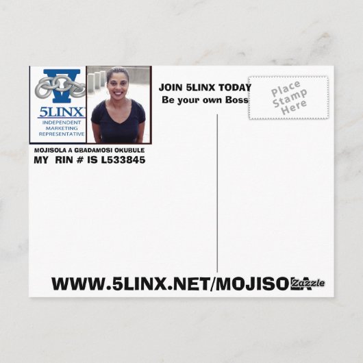 5 linx Logo von mojisola ein gbadamosi okubule Pol Postkarte (Rückseite)