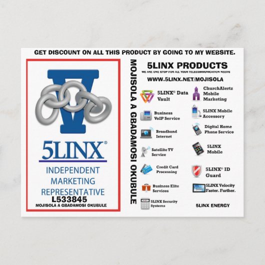 5 linx Logo von mojisola ein gbadamosi okubule Pol Postkarte (Vorderseite)