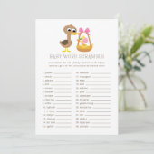 5 Little Ducks Baby Trivia | Word Scramble Einladung (Stehend Vorderseite)