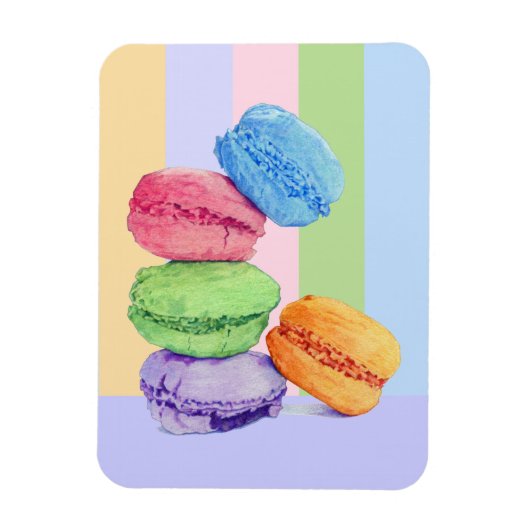 5 Macarons Streifen Flexi Magnet (Vertikal)