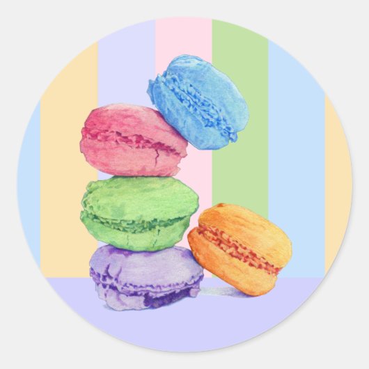5 Macarons streifen Sticker (Vorderseite)