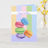5 Macarons stripes Birthday Card Karte (Gelbe Blume)