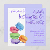 5 Macarons zum Geburtstag Einladung (Vorne/Hinten)