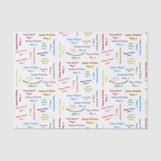 5. Mai, 5 Geburtstag, Gewebepapier Seidenpapier (Vorderseite)