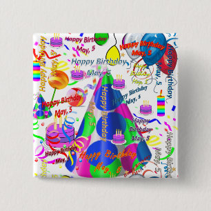 5. Mai, 5 Geburtstag Platz Button