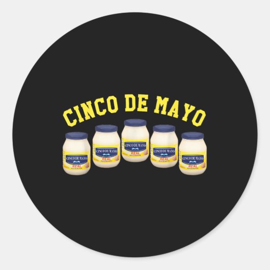 5 Mayonnaise Jars Funny Cinco De Mayo Runder Aufkleber (Vorderseite)