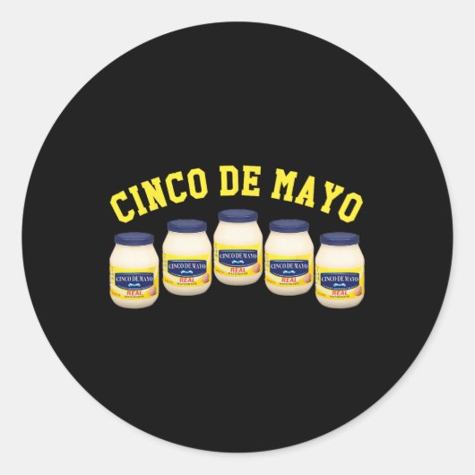5 Mayonnaise Jars Funny Cinco De Mayo Runder Aufkleber (Vorderseite)