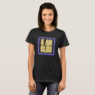 5 morgens-VEREIN Leuchtreklame blau u. gelb T-Shirt