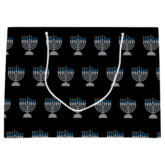5. Nacht Hanukkah Glitzer Große Geschenktasche Große Geschenktüte (Vorderseite)