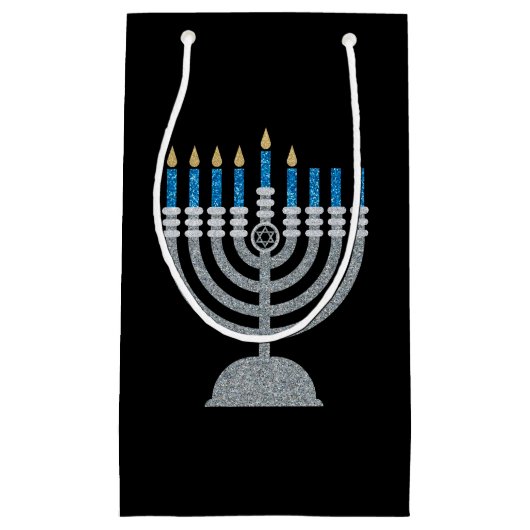 5. Nacht Hanukkah Glitzer Kleine Geschenktasche Geschenktüte (Vorderseite)
