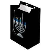5. Nacht Hanukkah Glitzer Mittlere Geschenktasche Mittlere Geschenktüte (Vorderseite Schrägansicht)