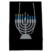 5. Nacht Hanukkah Glitzer Mittlere Geschenktasche Mittlere Geschenktüte (Rückseite)