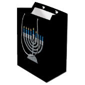 5. Nacht Hanukkah Glitzer Mittlere Geschenktasche Mittlere Geschenktüte (Rückseite Schrägansicht)