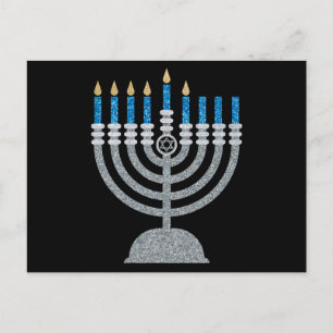 5. Nacht Hanukkah Glitzer Postkarte