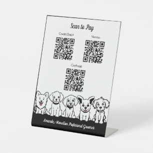 5 Niedliche Hunde Beruflich scannen QR-Codes zu za Sockelschild