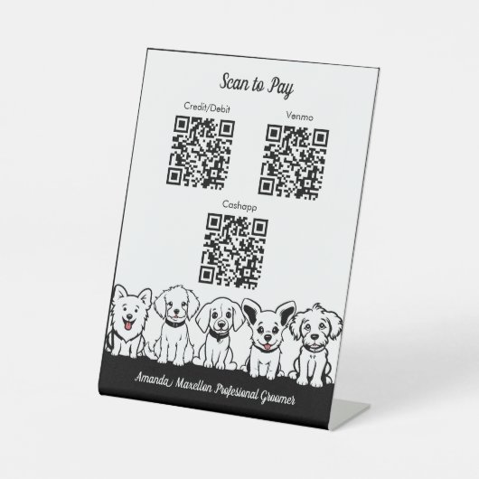 5 Niedliche Hunde Beruflich scannen QR-Codes zu za Sockelschild (Vorderseite)