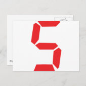 5 Nummer 5 des roten Weckers Postkarte (Vorne/Hinten)