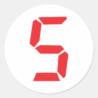 5 Nummer 5 des roten Weckers Runder Aufkleber